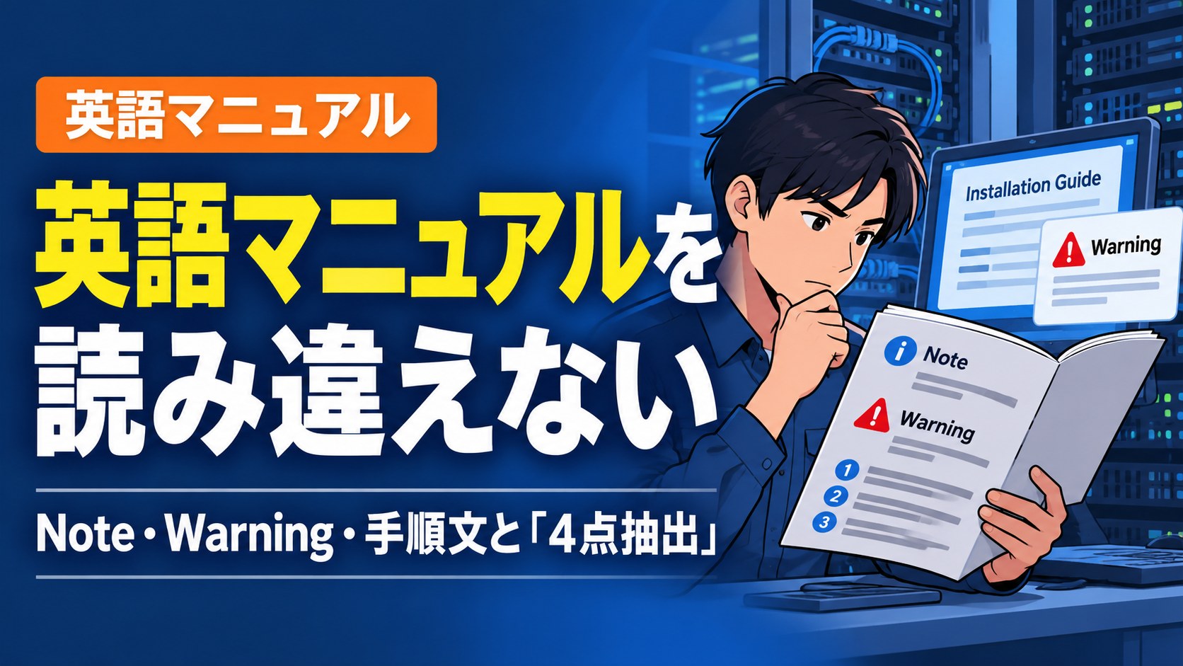 英語マニュアルの読み方|Note・Warning・手順文を読み違えないための「4点抽出」